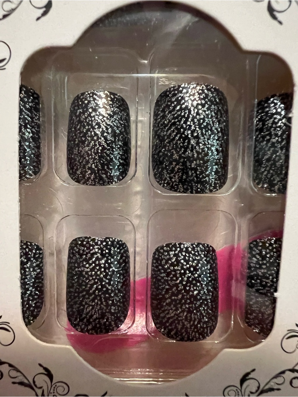 Glam Sparkle Black & Silver Press-On Nails